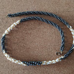 23" hematite and freshwater pearl necklace